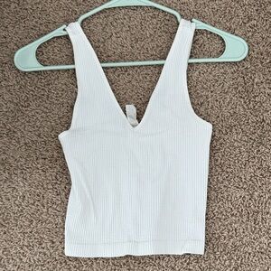 Nikibiki White Ribbed V-Neck Tank Top